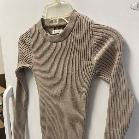 Babaton Beige Extra-Small Stretchy Tight Long-Sleeves Woven Warm Winter Dress - Picture 1 of 6